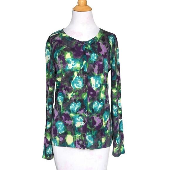 Talbots Soft Angora Blend Button Front Cardigan, size M, Purple, Green, Blue - Picture 1 of 8